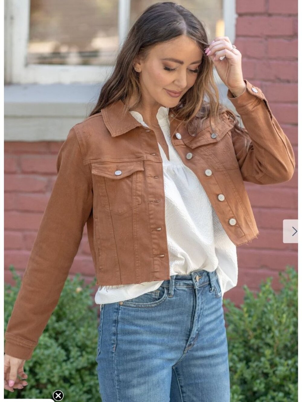 Judy Blue Garment Dyed Grinding Cropped Denim Jacket Camel Sz Small - Picture 13 of 14